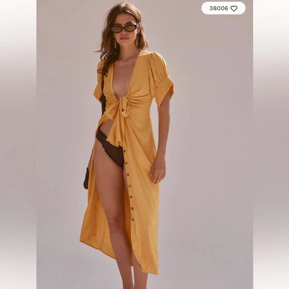 FREE PEOPLE Black Linen Blend Vintage Summer Midi Dress - Picture 4 of 12